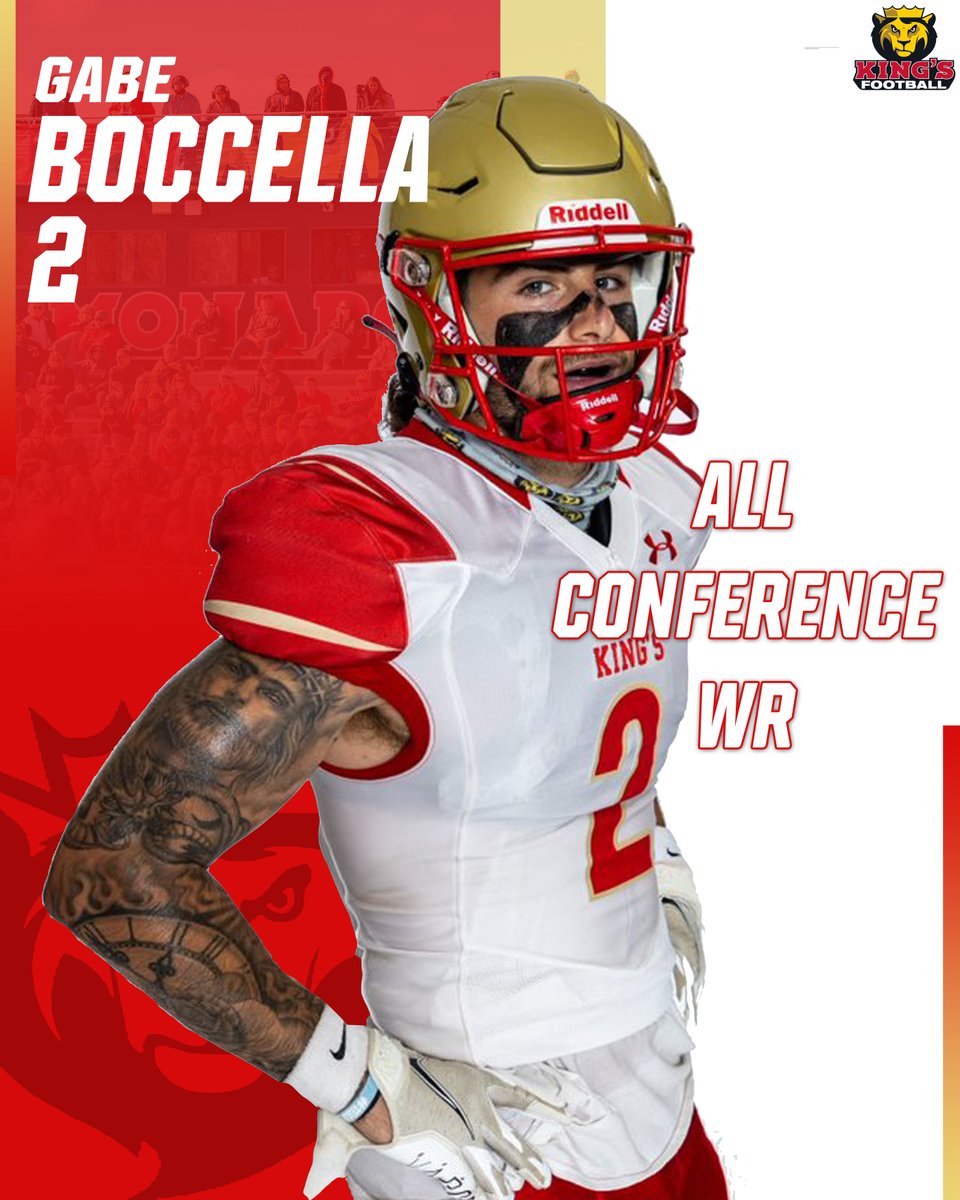 KingsCollegeFB's tweet photo. Congratulations to Single Digit Tough Wide Receiver Gabe Boccella on being named All-Conference  #BuiltDifferent https://t.co/pYpsIMSIX3