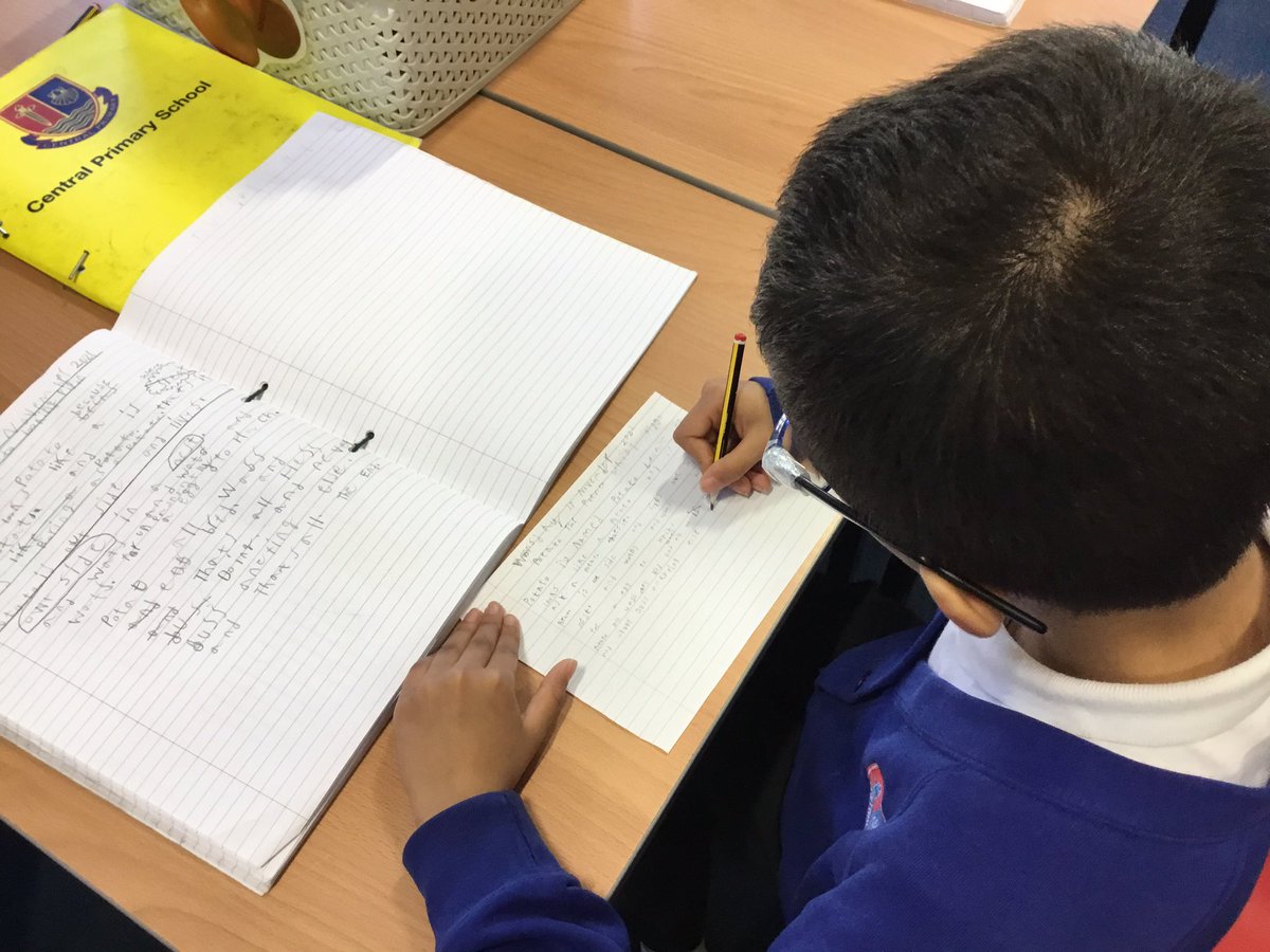 MissMAbraham's tweet photo. Apple really took their time writing up their character descriptions in their best handwriting this morning. We’re working hard to improve our pencil grip and many of us are joining our letters! #WritingIsCentral https://t.co/kc3MCB2MO2