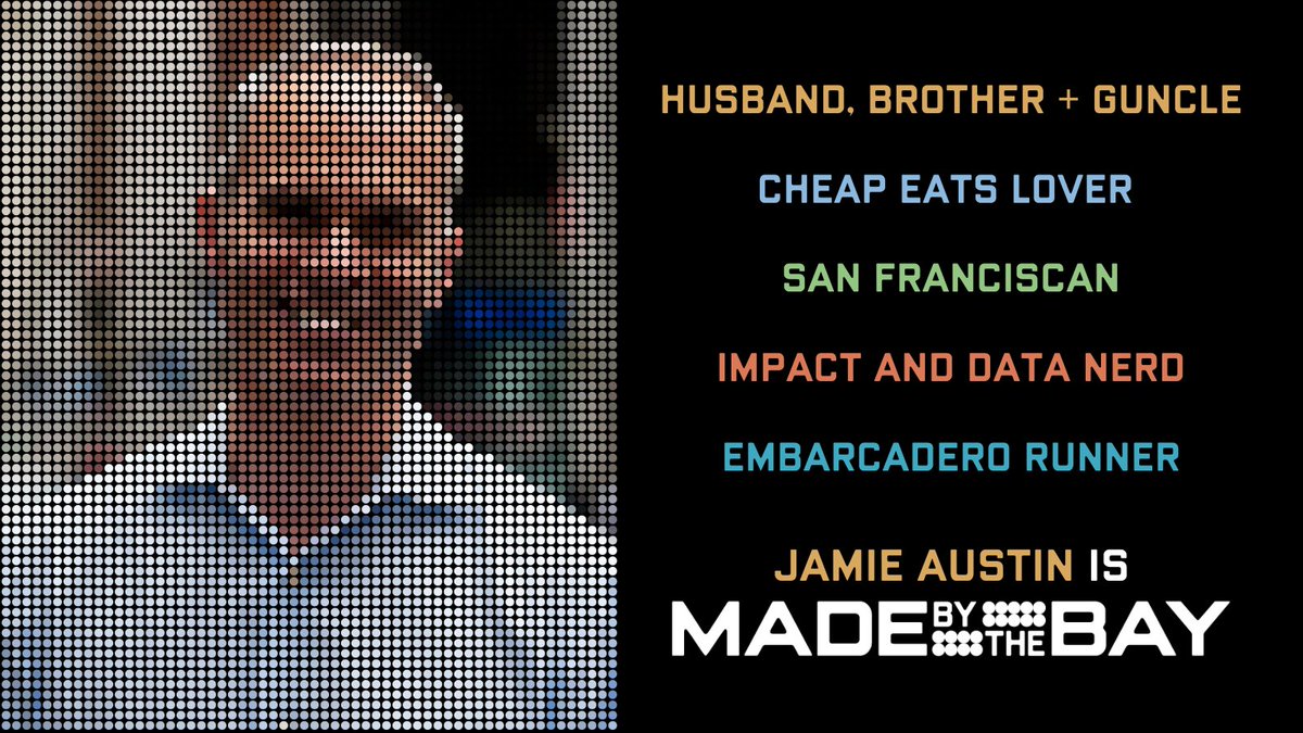 tippingpoint's tweet photo. “Don’t get me wrong, Bay Area. At times, you can exhaust me with your accomplishments, your accolades and your dedication. But no place does it better.” 
– @jamieaustinSF Sr. Director of Impact, in his love letter to the #BayArea... https://t.co/xXhO7CTstu
#MadebytheBay https://t.co/eNAPdWanqI