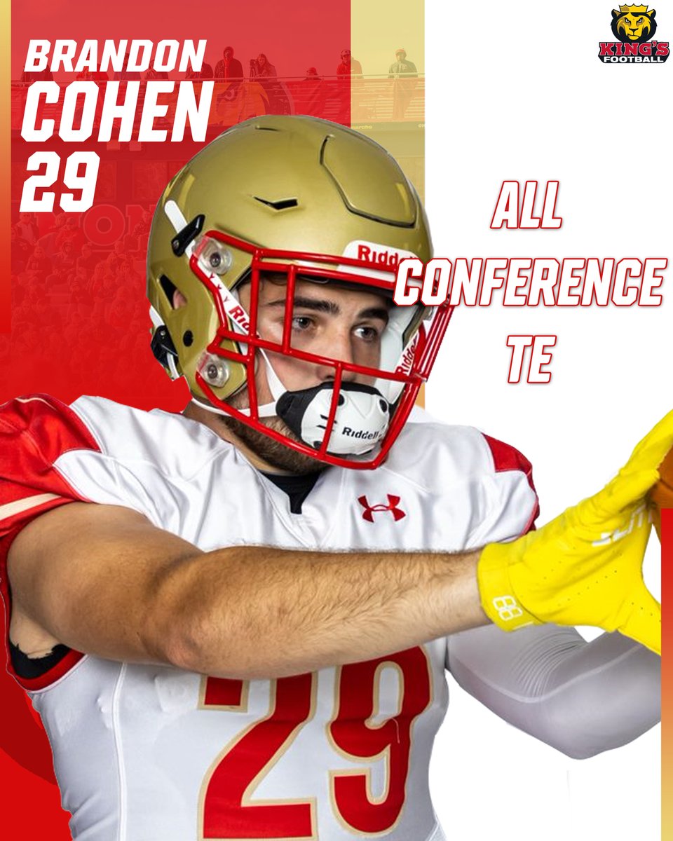 KingsCollegeFB's tweet photo. Congratulations to Senior Tight End Brandon Cohen on being named All-Conference #BuiltDifferent https://t.co/z5qBu5Ywi6