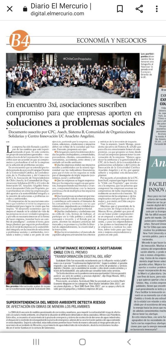 josefamonge's tweet photo. Ayer fue oficialmente adherida y respaldada por las instituciones que forman alianza en el #3xi es decir, la @ASECH_ag @CentroinnovaUC @CPCchile @ComunidadOrgSol https://t.co/sJ7Wb3c2JJ