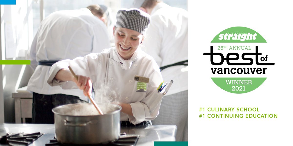 A big thank you to the local community members as well as #myVCC students and staff for naming us No. 1 in the 2021 <a href="/georgiastraight/">Georgia Straight</a> #BestofVancouver #BOV2021 in the following categories: 

🥇 Best Culinary School
🥇 Best School for Continuing Education

ow.ly/IAej30s0QVs