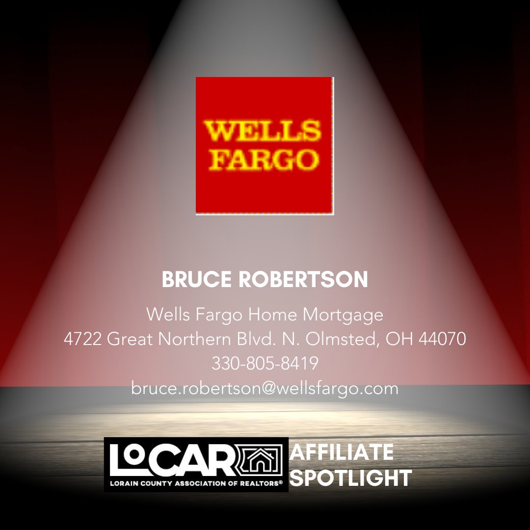 LoCAREALTORS's tweet photo. 📢 AFFILIATE SPOTLIGHT! 📢
Bruce Robertson with Wells Fargo Home Mortgage in North Olmsted! https://t.co/YmBqLvHsWy