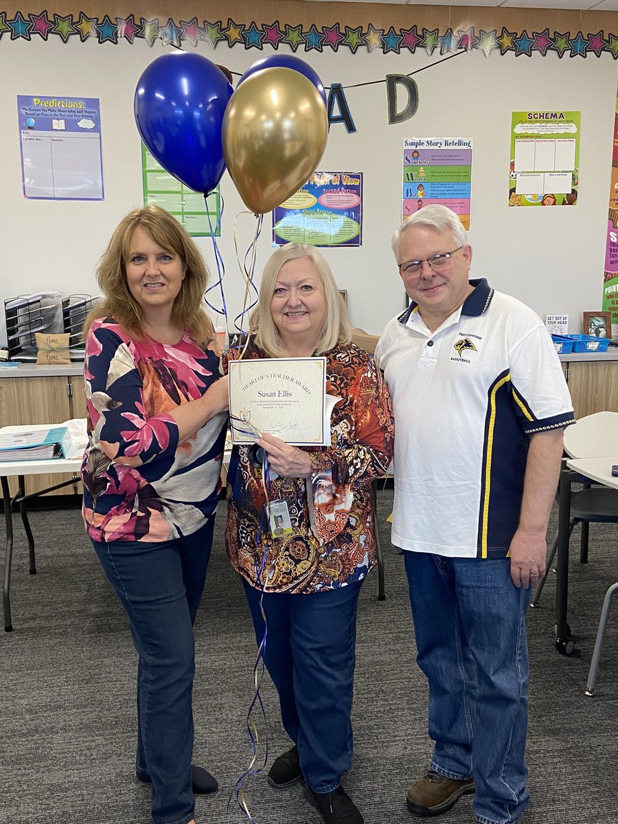 PrestonwoodPCA's tweet photo. We celebrated our Nov Heart of a Teacher winners today! Congrats Brice Harrison-4th grade, Susan Ellis-6th grade Literature &amp; Marc Rose-Upper School Bible. Thank you for loving our students &amp; investing in them daily. #heartofateacher #faithfilledlions #establisedforlife https://t.co/kG1eraIvlo