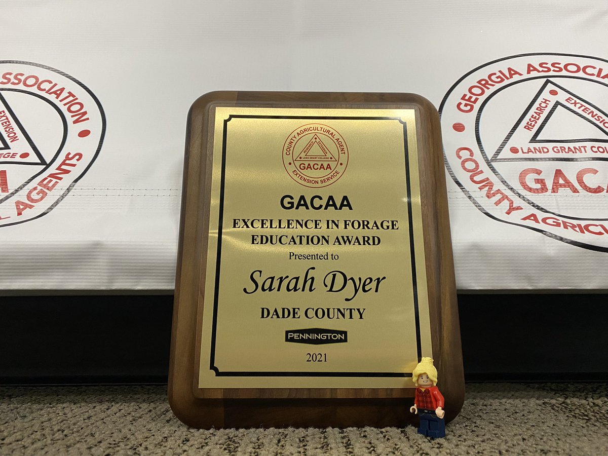 LegoForages's tweet photo. #Congratulations to Sarah Dyer, UGA Extension agent in Dade County, for winning the 2021 #GACAA Excellence in Forage Education Award! This is sponsored by #PenningtonSeed and presented to the top agent with #Forage programming and research in #Georgia.
#UGAExtension #UGAResearch https://t.co/ckHz06OSAR