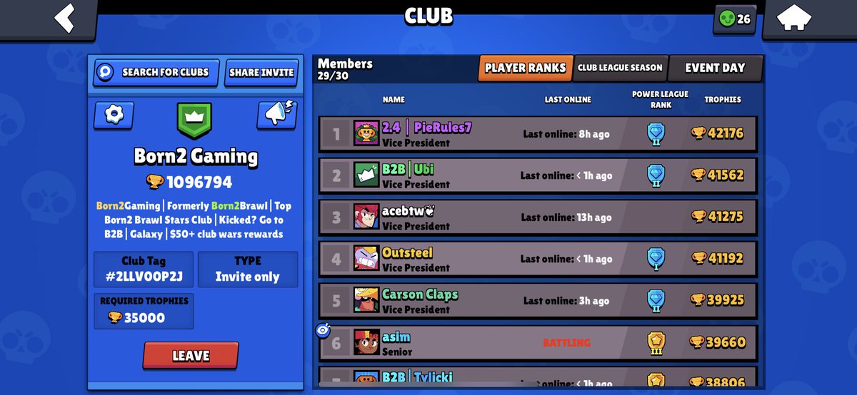 Born2Gaming_'s tweet photo. Main club is very excited to announce we will be offering $80 in club war rewards for this inaugural season! Join while spots are still available! https://t.co/2l7W7PJfM9