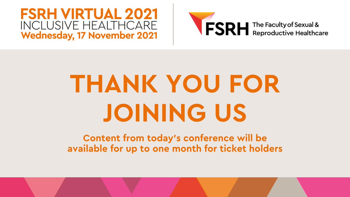 COSRH_UK's tweet photo. Thank you for joining us today for FSRH Virtual 2021: Inclusive Healthcare.
We hope you enjoyed the day as much as we did, it’s been great seeing so many of you join the conversation online.
#FSRHVirtual https://t.co/1nJ4pjFM6O