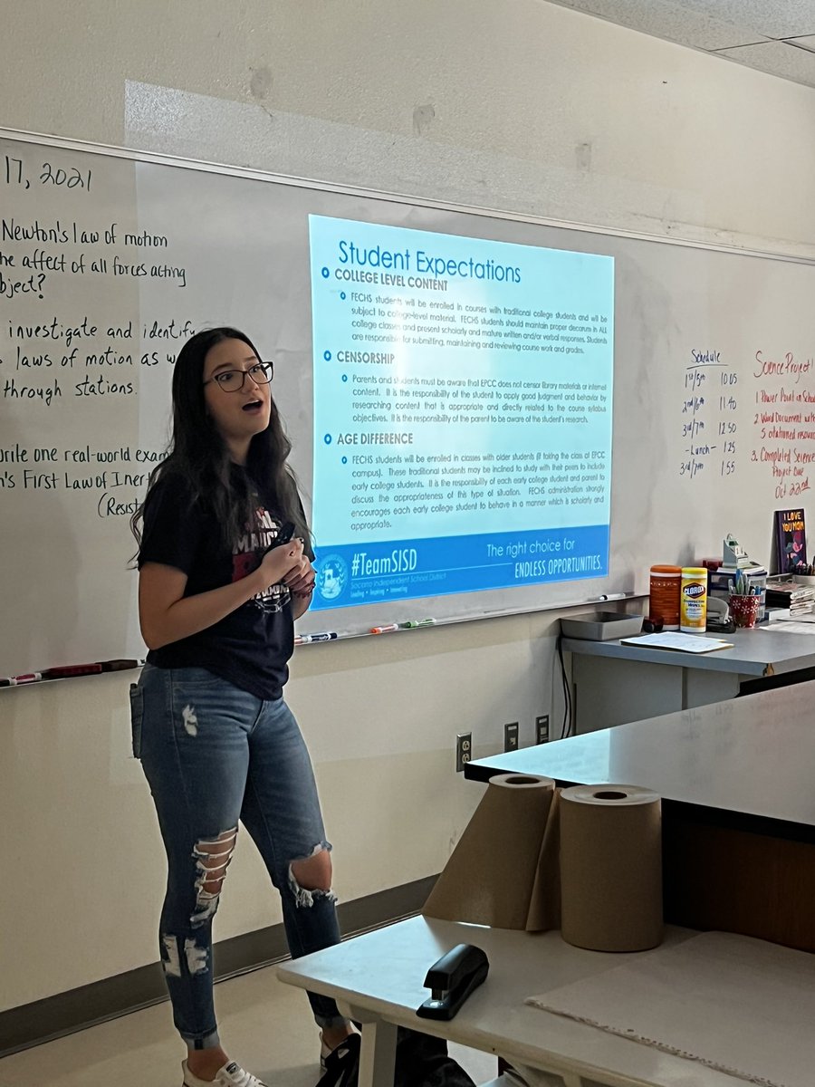 AliciaOQuinn1's tweet photo. Thank you @Ensor_MS for welcoming @FECHS_EPTX to present to your 8th graders and our future Eastlake Early College students #TeamSISD #FECHS #epcc #StudentSenate https://t.co/l8mVCtRWyp