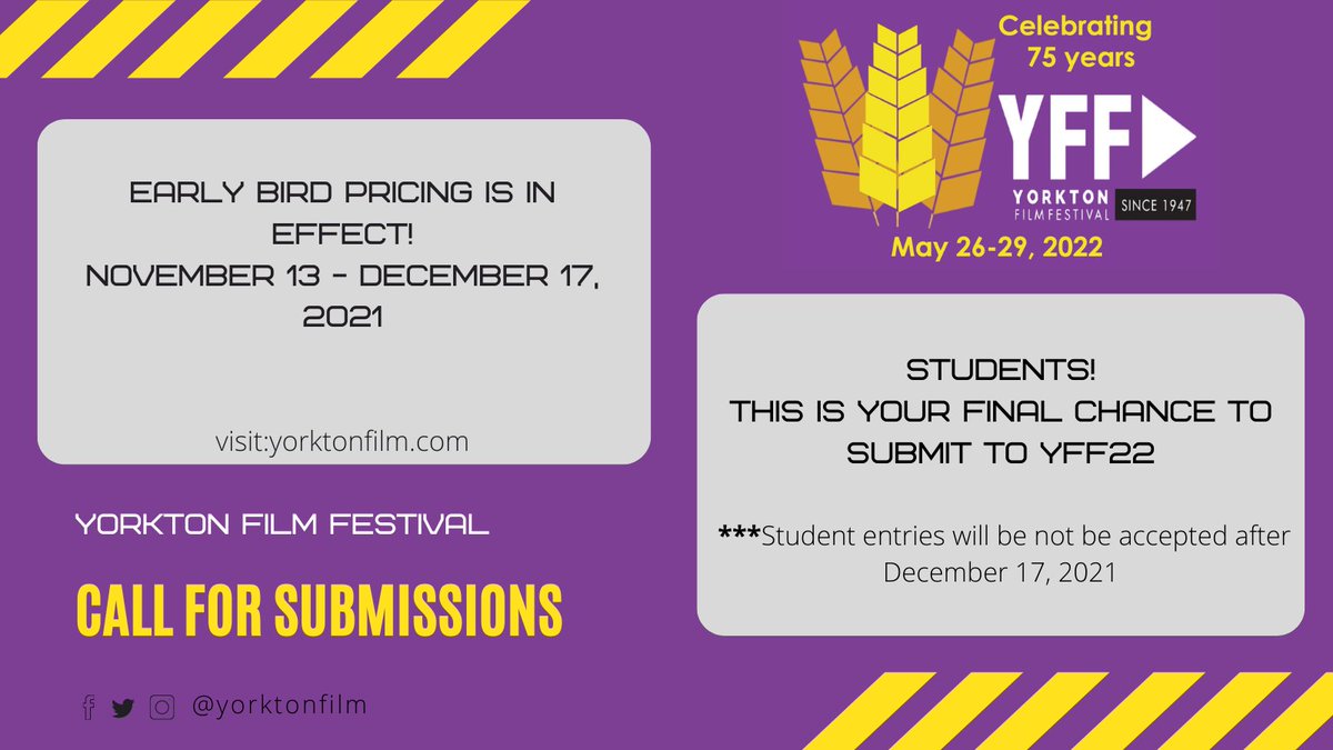 yorktonfilm's tweet photo. #YFF22 call is out and if you thought you missed your chance to submit and save,think again! Our early bird pricing is in effect from now until December 17. https://t.co/yfktWgxSBZ
#earlybird,#submit,#save,#submitandsave,#callforsubmissions,#callout,#students,#filmmakers https://t.co/6caUT76Ygo