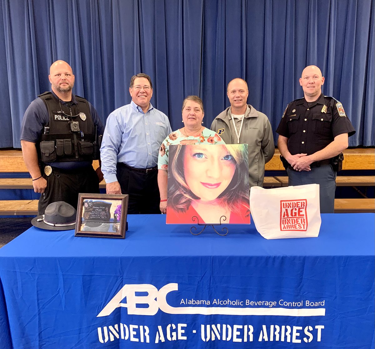 ABC_underage's tweet image. Under Age, Under Arrest was at Piedmont Middle School in Calhoun County this morning. MADD's Laura Liveoak, State Trooper Justin O'Neal, right, and the ABC Board's Dean Argo, second from left, were among the speakers.#AlabamaABC @Deanargo #underage #alcohol
