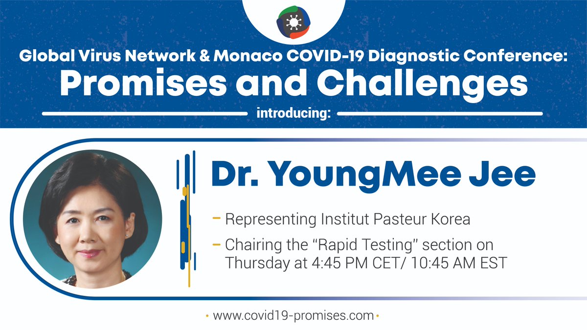GVN Center Director Dr. Youngmee Jee of <a href="/PasteurKorea/">Institut Pasteur ROK</a> will feature as a Session Chair on Rapid Testing at the GVN-MONACO #COVID19 Diagnostic Conference, held December 2-3, 2021: covid19-promises.com/en/page/welcom…