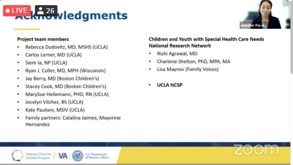 Great to see former @MontefiorePeds Chief Resident Dr. Jennifer Peralta, now at @UCLA #NCSP present at the 2021 National Clinician Scholars Program Meeting today. @MontefioreNYC @EinsteinMed @SuzettePediMD #CSHCN