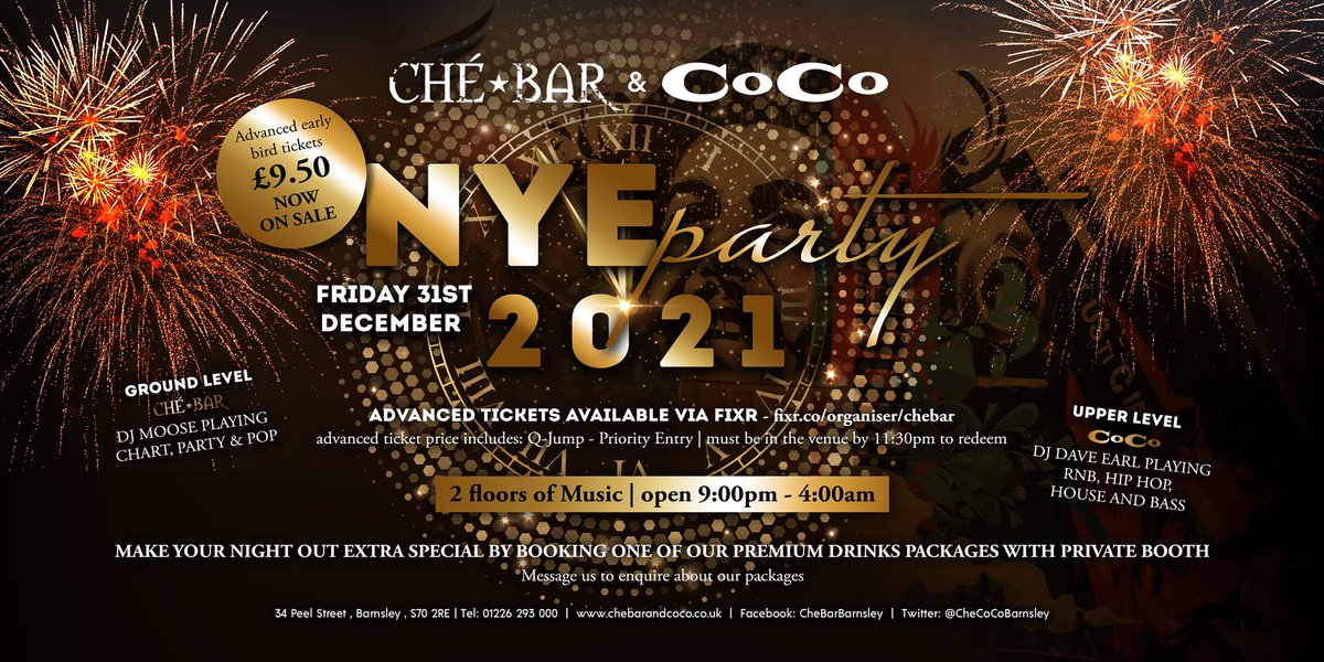CheCoCoBarnsley's tweet photo. NYE EVE…
Join us for the biggest party in town! #checoco #chebar #barnsley #nye2021 #christmas #party https://t.co/xPF82ksqiL