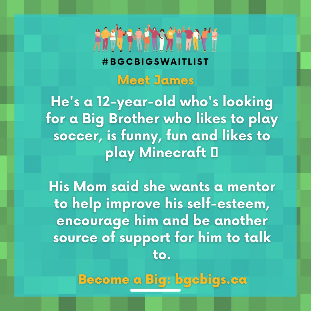 BGCBigs's tweet photo. It's #waitlistwednesday π Meet James.
His Mom said she wants a mentor to help improve his self-esteem, encourage him and be another source of support for him to talk to.
Learn more - https://t.co/v4tODPAyIs
#BGCBigsWaitlist #yeg #yegvolunteer #BiggerTogether https://t.co/u6vyIycRNp