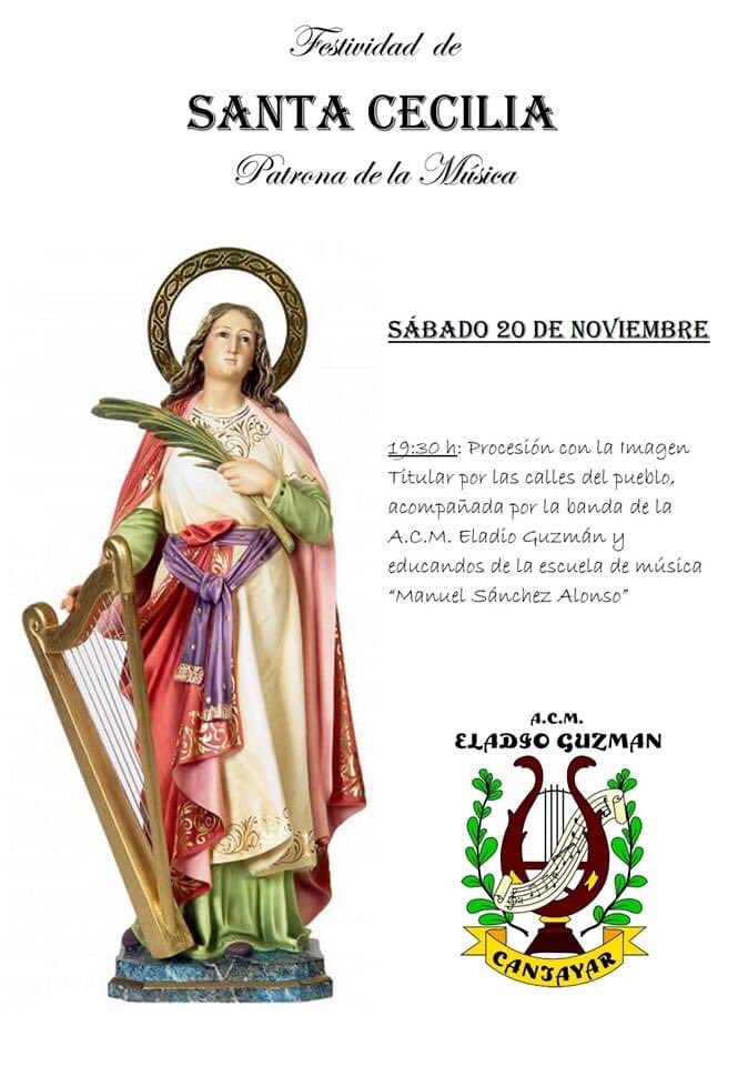 ACMCANJAYAR's tweet photo. Este sábado 20 de noviembre celebramos Santa Cecilia, sacando en procesión la imagen Titular,  la acompañaremos musicalmente con nuestra banda de música y educandos de la escuela de música, la salida será de el local de la banda  a las 19:30h https://t.co/tn6Jxsui3D