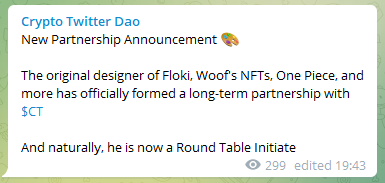 ChadCaff's tweet photo. $CT is making moves 

Long-term partnership formed with the original designer of $FLOKI, Woof’s NFTs, One Piece and more. 

📢https://t.co/XtlvCJ9QoC
📩https://t.co/1vOaiACc4J https://t.co/YZxiLCp3Ow