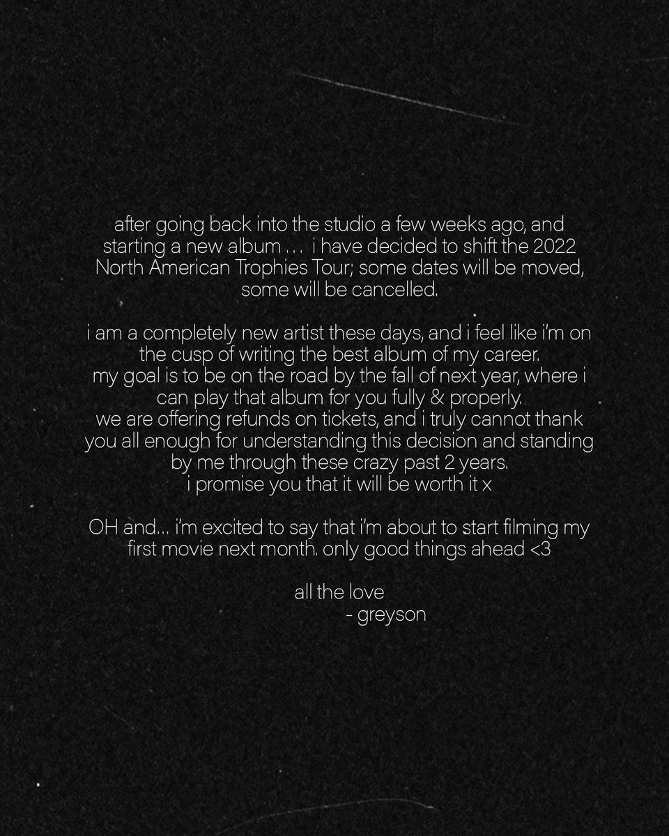 greysonchance's tweet photo. thank u for understanding this decision , stay tuned for an announcement soon 🤍 
i love you all more than you’ll ever know 🤍 https://t.co/VoyNE17xKf