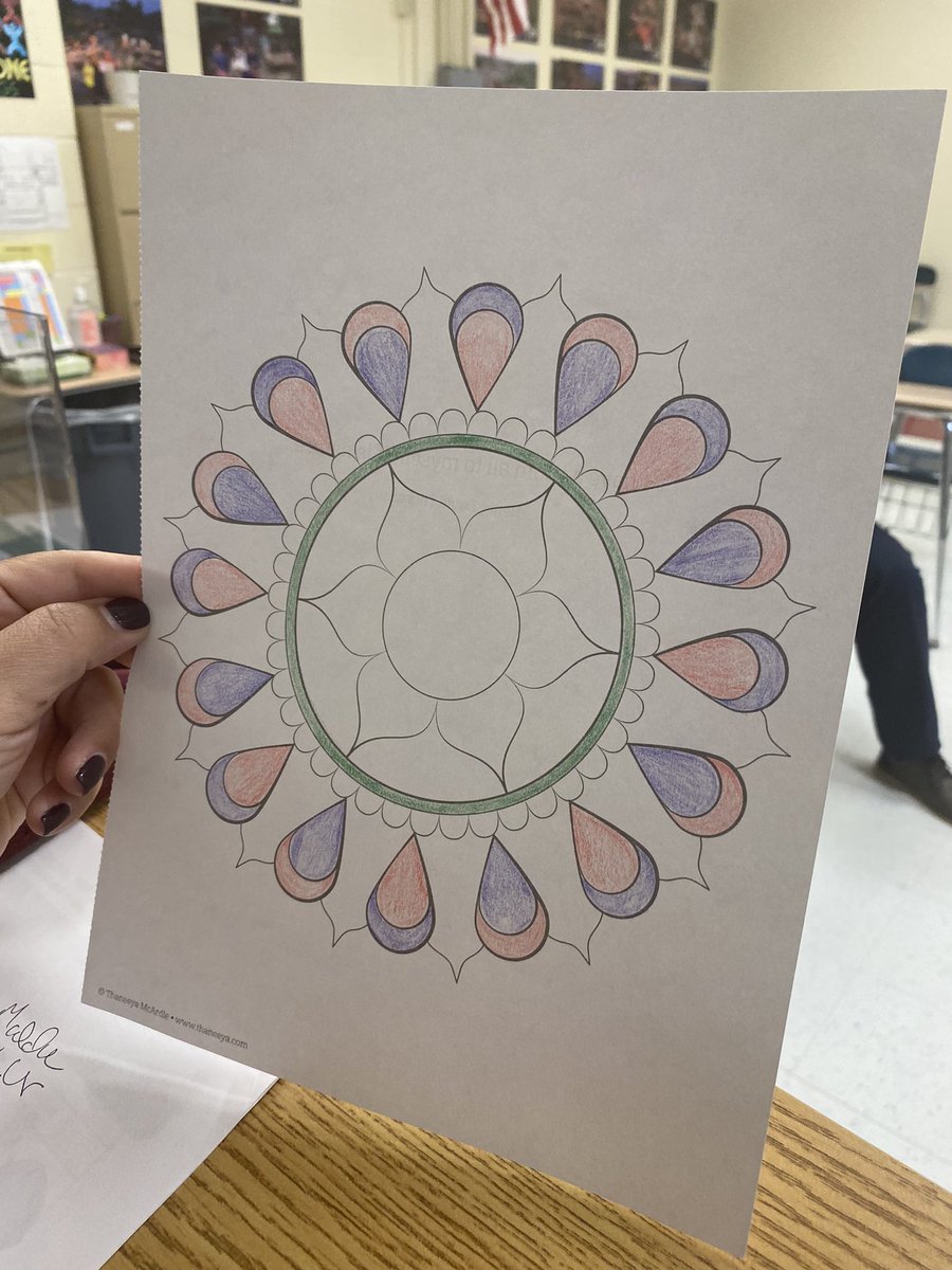 hoffer_jessica's tweet photo. Practicing mindfulness with mandalas with Rachel Rowley and @MrTupka208 @MrBLionPride @ManeStMirror #mindfulmidweek https://t.co/owQvEjoJz1