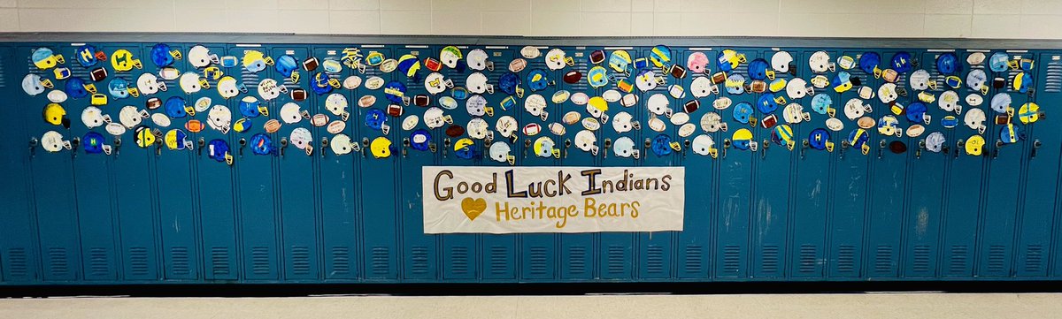 lisa_bopp's tweet photo. Thank you Heritage Bears (4th and 5th Grades) for supporting our Holt Indians Football team. The hallway at Holt looks awesome. Great job.  Let’s go Holt. @HoltPrincipal @HoltADOffice @NationHolt https://t.co/qq69LuMjh8