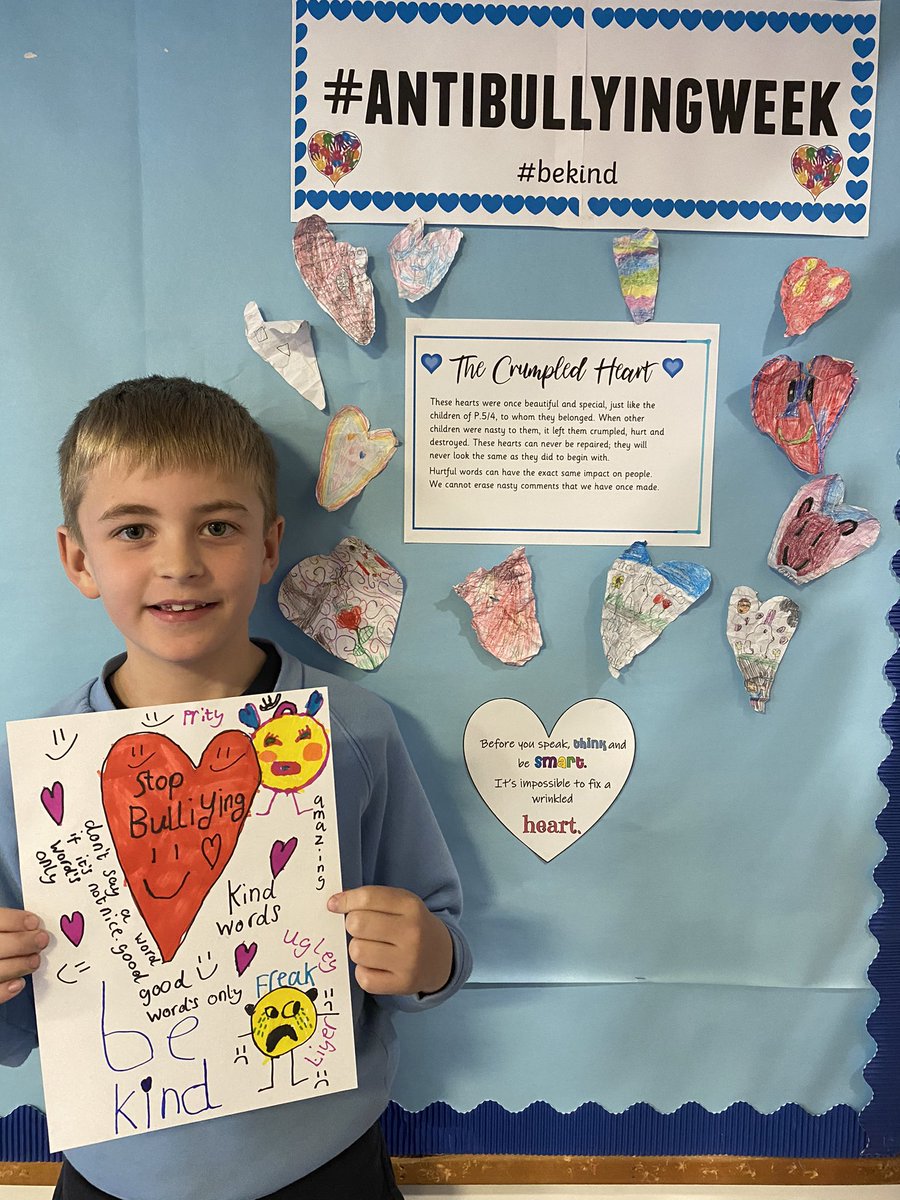 MrsDandP54's tweet photo. Some of our wonderful #AntiBullyingWeek posters which have some amazing messages that we want to share with everyone! #stopbullying #bekind #talktotheworld  #stopbullys https://t.co/thgY4kaCkE