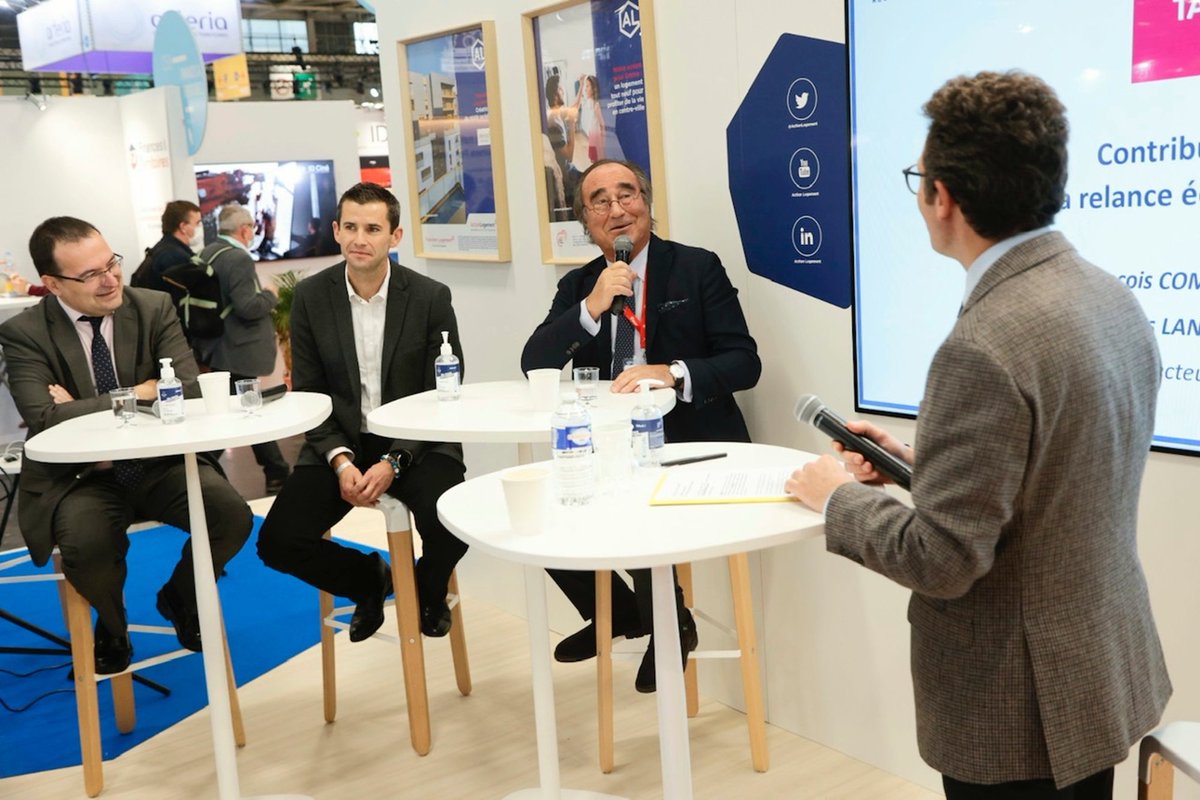 ActionLogement's tweet photo. [#SMCL]📍#SurleStandAL I🗨️Table ronde "Contribuer au dynamisme et à la relance économique des #territoires" @FCommeinhes, maire de @villedesete, @NLanglois76, maire de @VilledeDieppe, #FrancoisMagne, directeur régional @ActionLogement Occitanie. @DavidLarbodie. https://t.co/WAMUGSZpZH