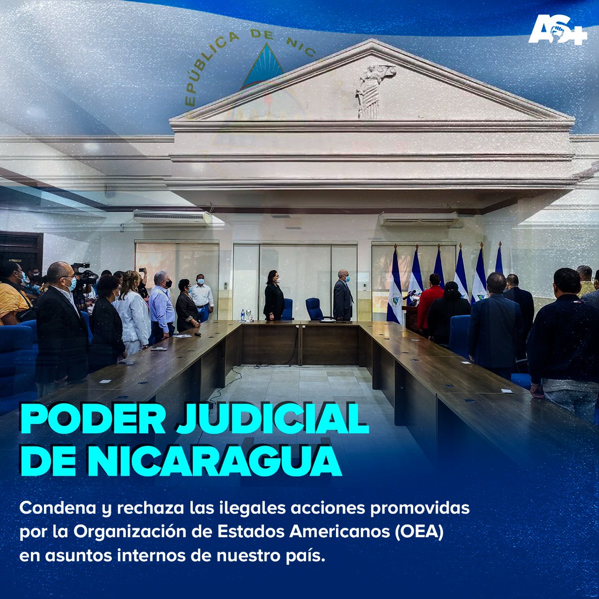 #LaSoberaniaNiSeVendeNiSeRinde| Las Autoridades del Poder Judicial de #Nicaragua, dieron a conocer un pronunciamiento, en el cual, condenan y rechazan las ilegales acciones injerencistas promovidas por la OEA en los asuntos internos del Estado de #Nicaragua ✊🇳🇮⚖️

#17Noviembre