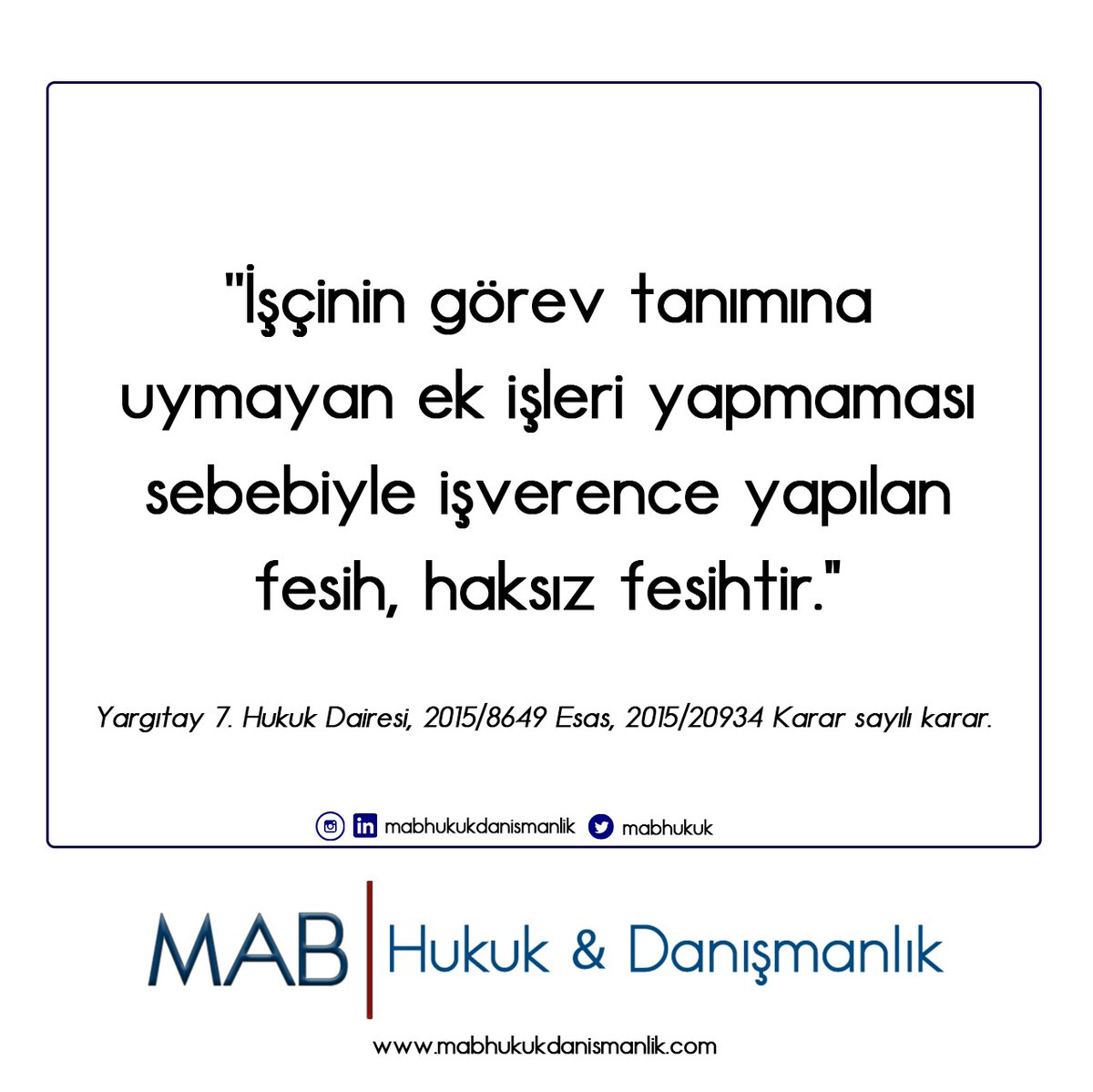 İşçinin görev tanımına uymayan ek işleri yapmaması sebebiyle işverence yapılan fesih, haksız fesihtir. #avukat #hukuk #yargıtay #işhukuku #yargıtaykararları #işsözleşmesi #sözleşme #fesih