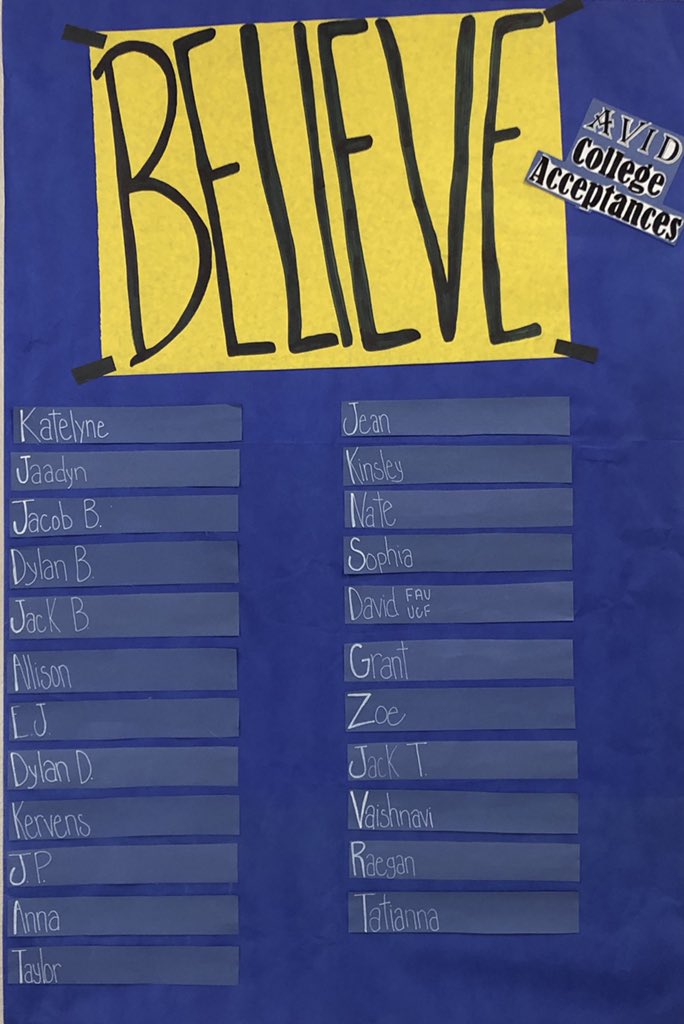 I BELIEVE in my AVID seniors! The college acceptances are starting to come in.