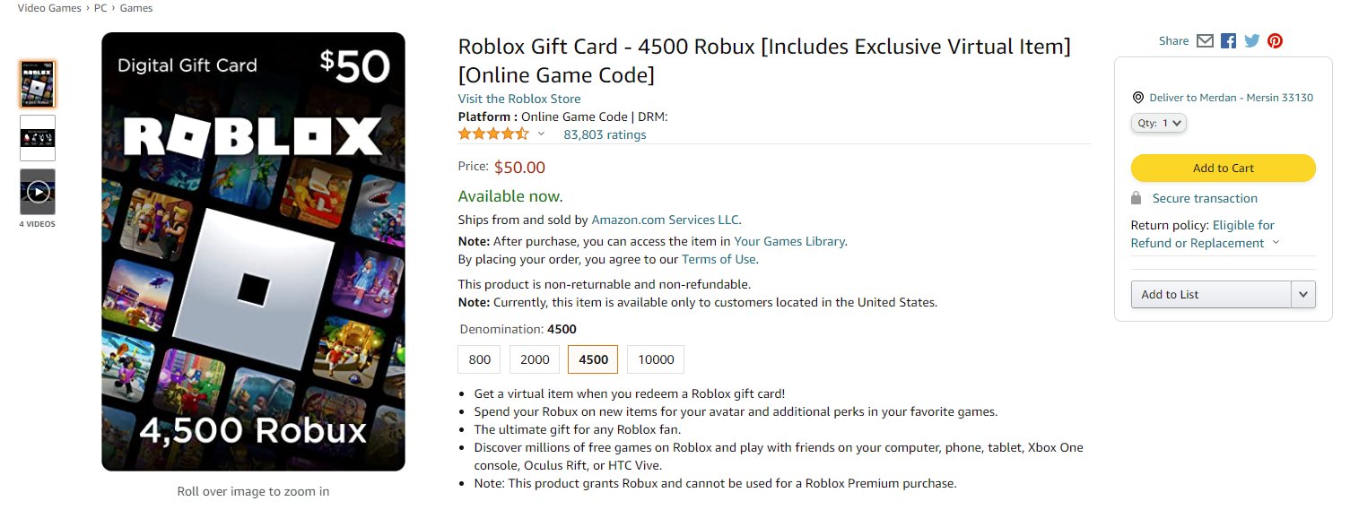 Buy 800 Robux for Xbox