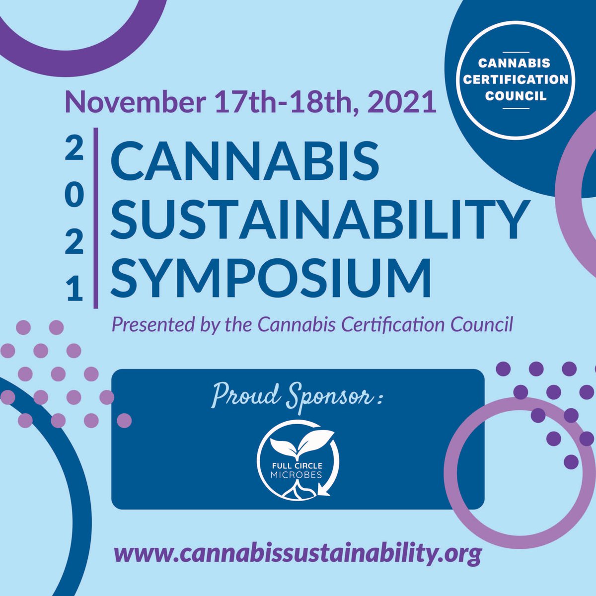 FCMicrobes's tweet photo. Join us today and tomorrow for the premier event to learn about sustainability in the cannabis industry, The Cannabis Sustainability Symposium! Use our sponsor code, CSSNov, for a great discount! A big shoutout to @CannaCouncil for all their great work! #cannabis #sustainability https://t.co/5QqgqINpZz