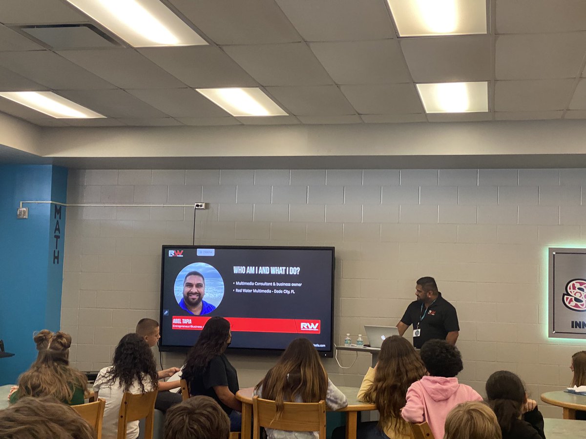 GATI is so engaging for our design classes. Mr. Tapia talking to the students about web design and owning his own business! He is also a Dade City native! 😊 <a href="/CENMS/">Centennial Middle STEM Magnet School</a> <a href="/swcarrol/">Scotty Carroll</a> <a href="/LB_524/">Lisabeth Shoemaker</a> <a href="/SharonM52307424/">Sharon Morris</a>