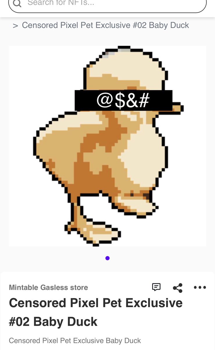 NoahsPlace1's tweet photo. @scapes_d Pixel Pets - Censored Baby Duck https://t.co/ZTT3OitwH5 #nft #NFTGiveaway #nftart https://t.co/HW9of0666c