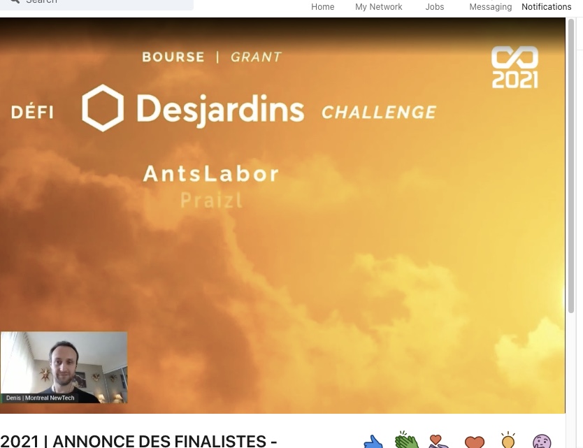 AntsLabor's tweet photo. AntsLabor is among the finalists for the #Cooperathon 2021 #Desjardins homeownership challenges. Thanks to #MontrealNewTech for the invitation and @DesjardinsGroup for hosting this wonderful event! https://t.co/zeCmLO0U2r