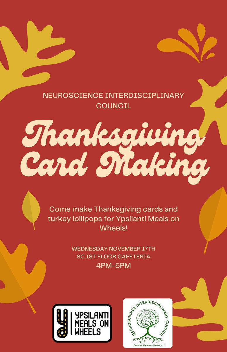 NeuroscienceIn1's tweet photo. Come make Thanksgiving cards and lollipop turkeys for Ypsilanti Meals on Wheels tonight at 4PM! 🦃 https://t.co/3nSwKIIc42