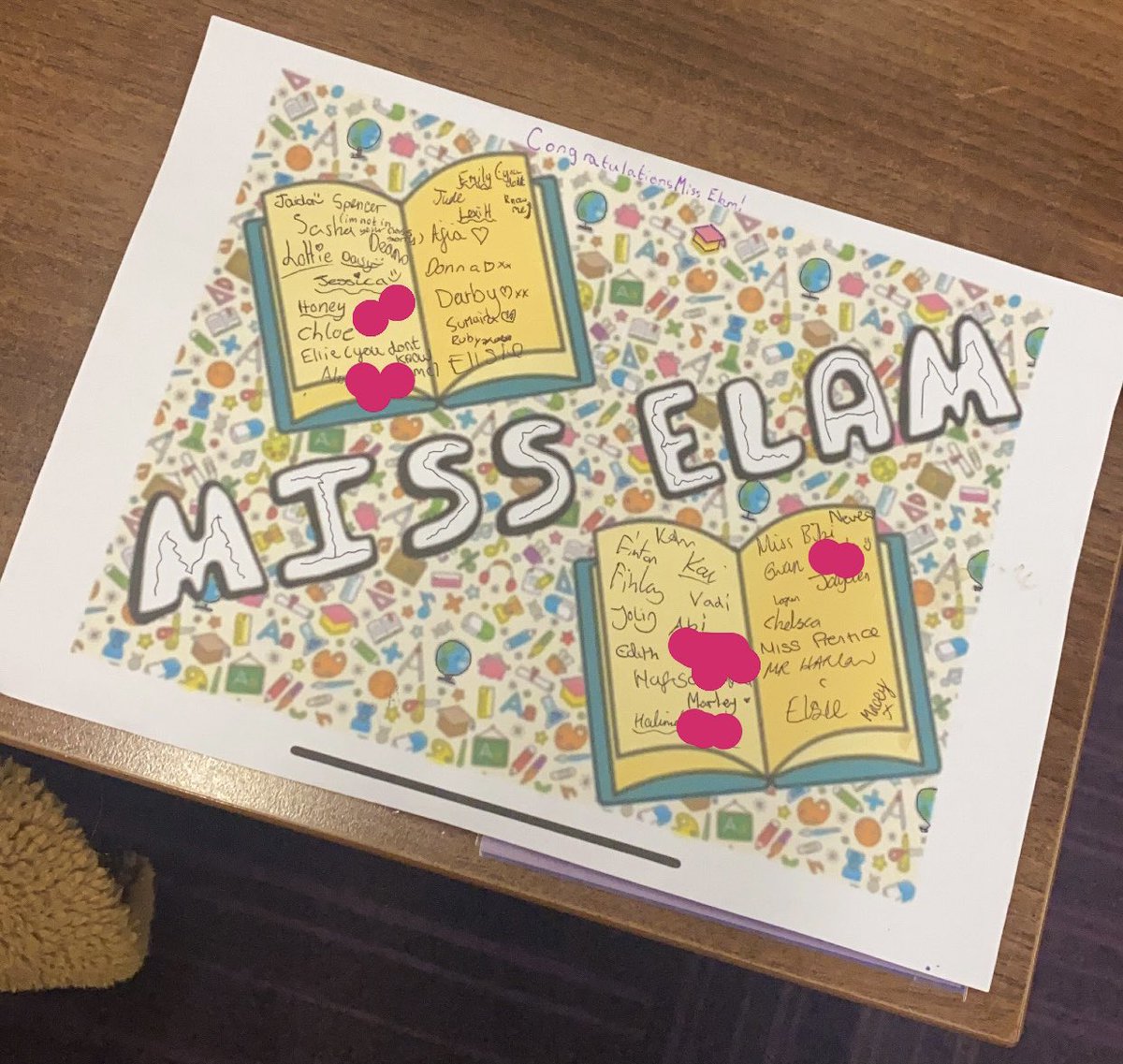 jelamaths's tweet photo. Came back into school today after having yesterday off for my graduation to find this left on my desk from my year 7’s 🥺 https://t.co/7DIHDol4tN