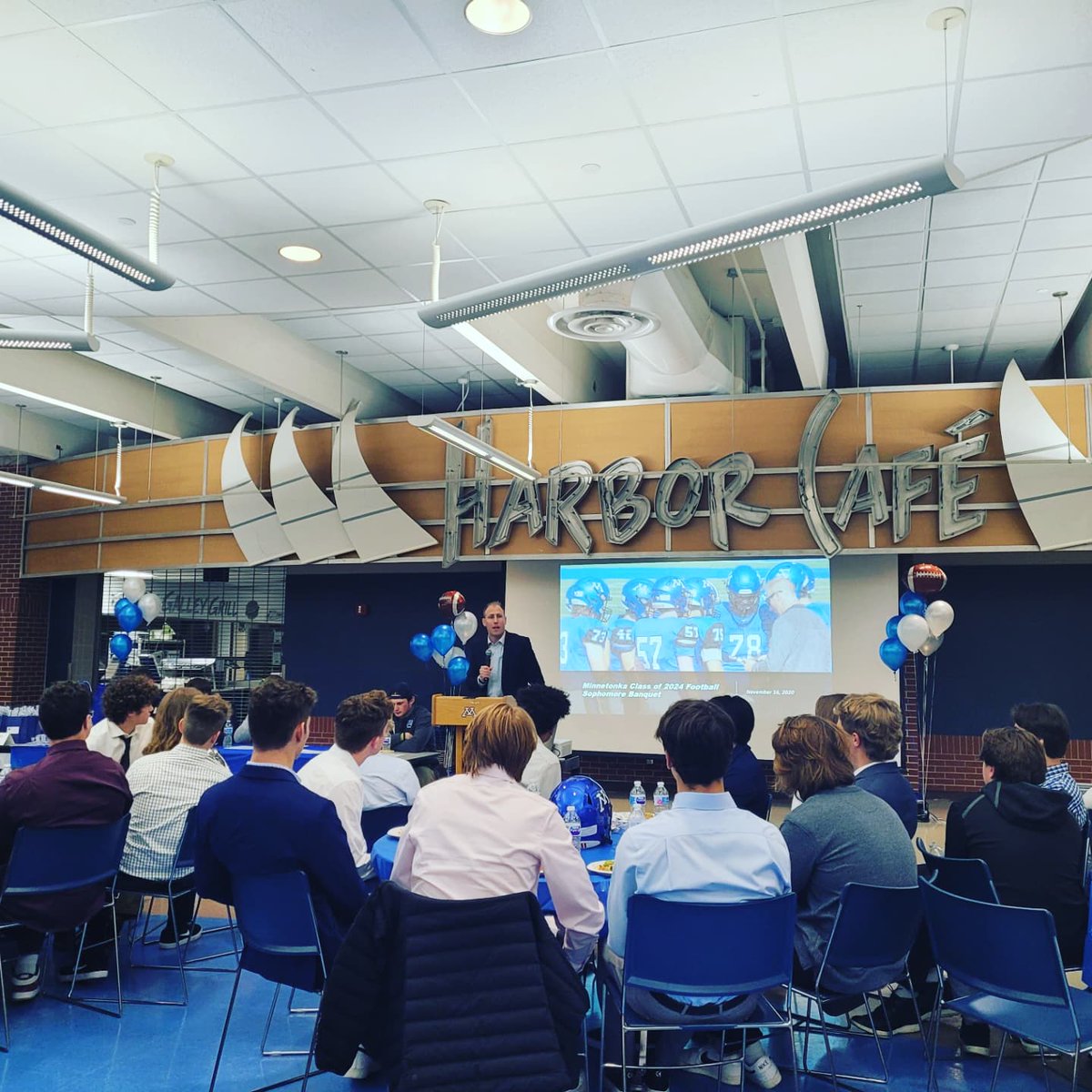 TonkaFB's tweet photo. Last night we shared an evening of celebration and and fond memories.  Well done #classof2024football !
Video highlights: https://t.co/eofz3aEhZZ 
#MinnetonkaFootball #michaelslight https://t.co/U9oA7rwA05