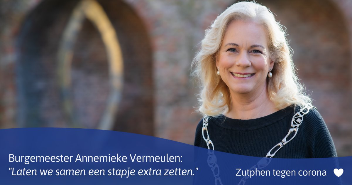 We hebben op dit moment in Zutphen het hoogste aantal besmettingen sinds het begin van de coronacrisis. In een open brief roept burgemeester Annemieke Vermeulen alle inwoners op om het samen corona een stapje moeilijker te maken om zich te verspreiden: bit.ly/3CsDJky