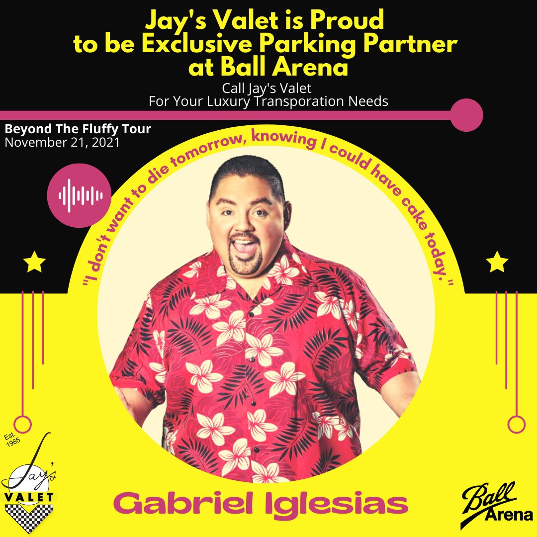 jaysvalet's tweet photo. Gabriel Iglesias, also known as @FluffyGuy, is coming to @BallArenaDenver Sunday, November 21, 2021. The comedian has been widely regarded as one of the top 10 comedians in the world and also has extensive work in voice acting. We'll provide the parking, you provide the laughs! https://t.co/3ioS6WKwdl