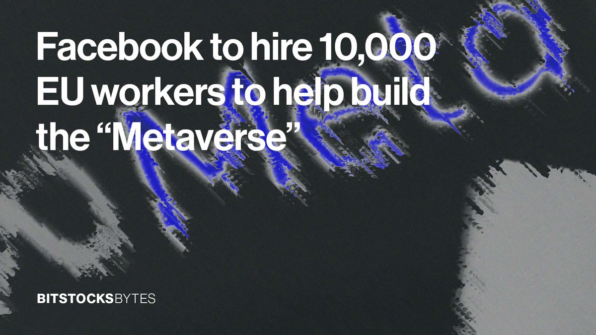 Bitstocks_'s tweet image. According to The Wall Street Journal, Facebook will be employing over 10,000 workers from the European Union to help build up their upcoming “Metaverse” project. 

#Facebook #Meta #Metaverse #TechNews #Tech #BitstocksBytes