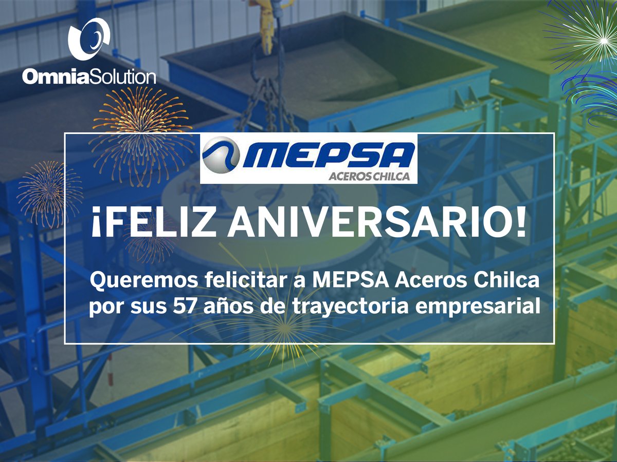 osolutionsac's tweet photo. 📢🎉 En Omnia Solution queremos felicitar a MEPSA - Aceros Chilca por sus 57 años de trayectoria empresarial. ¡Les deseamos muchos éxitos!
#Mepsa #AcerosChilca #Felizaniversario #mineria #metalurgia #OmniaSolution #MesDeAniversario #noviembre https://t.co/7EWBfqSHNU