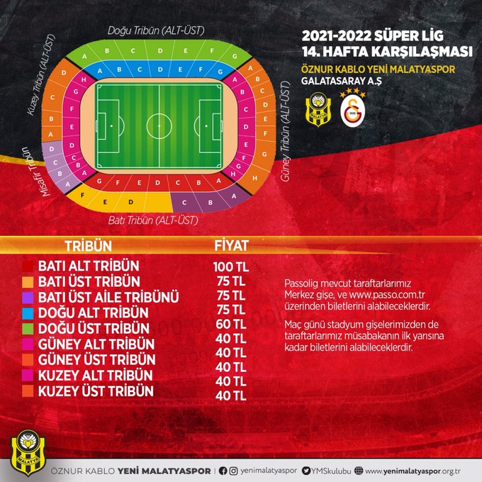 malatya galatasaray macinin bilet fiyatlari belli oldu
