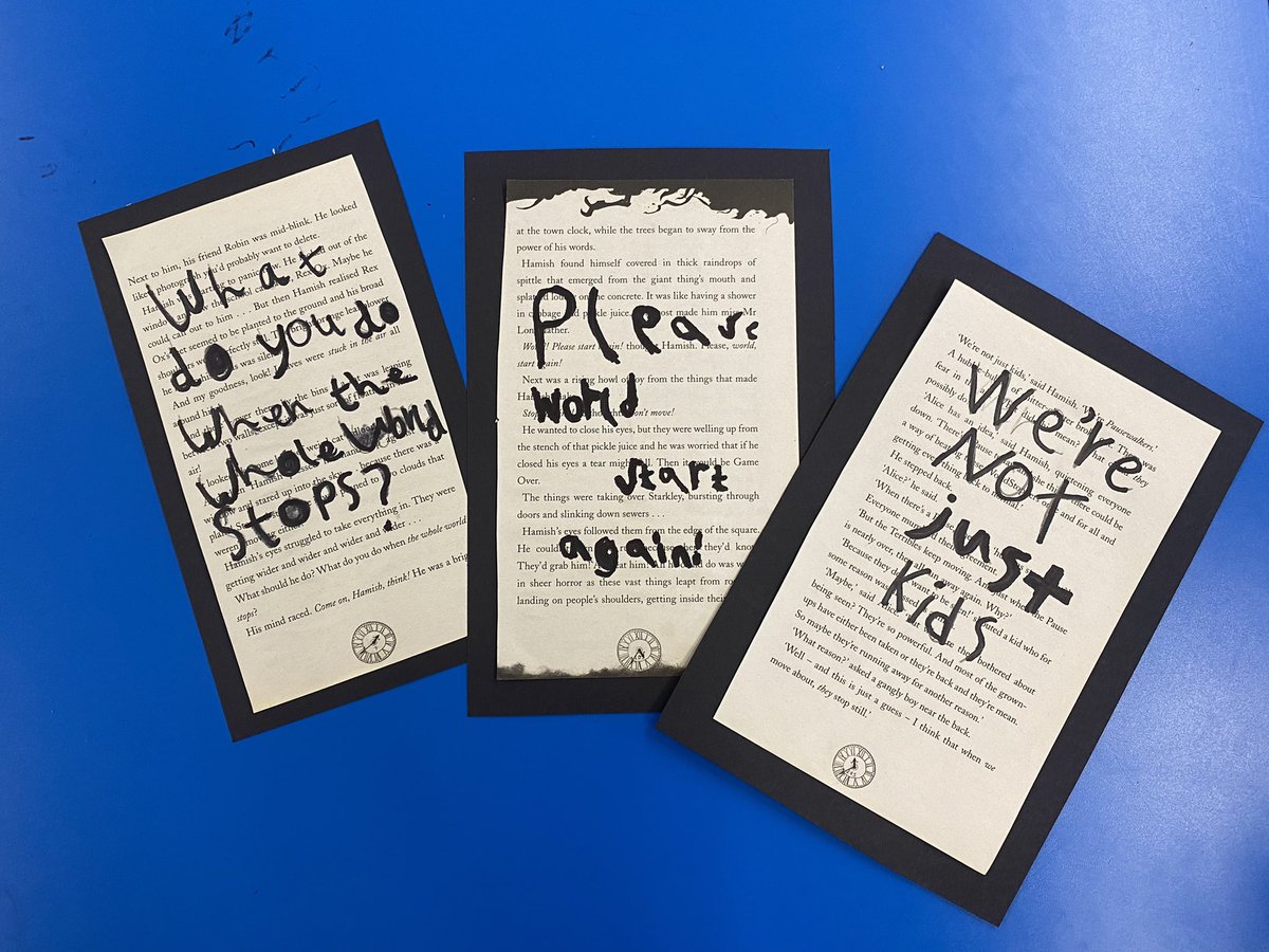 MissCalderKPS's tweet photo. We LOVE @dannywallace Hamish books in P4b 💙 To celebrate #BookWeekScotland we used the pages from our favourite to create our own quote posters 🪄 We read our page and chose a strong quote to decorate our page with. We are so pleased with the results 🤩 @KnightsridgePr1 https://t.co/4oVSqoLEPs
