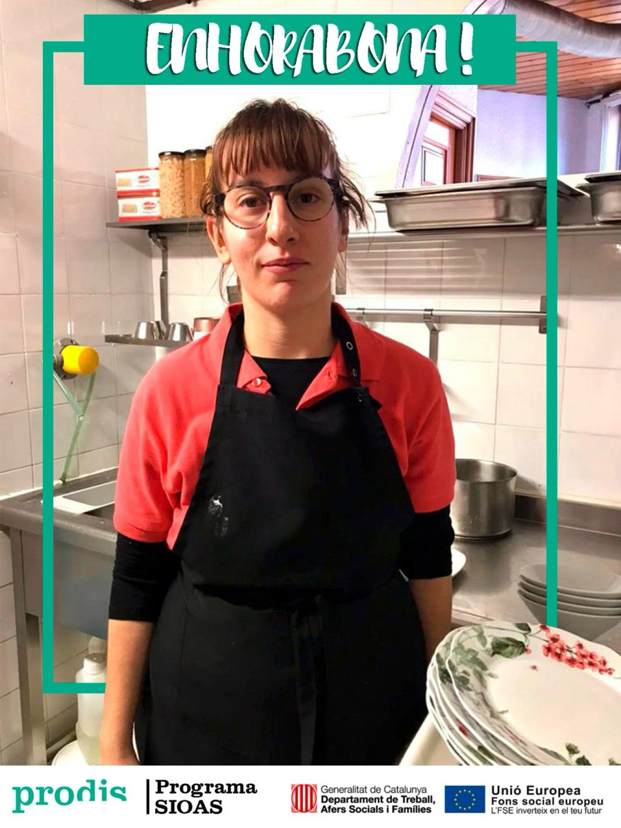 prodisterrassa's tweet photo. ➡️ NOVA INSERCIÓ LABORAL!
Avui la Laura ha començat a treballar al Mesón Calmaestra.
Com a alumne va finalitzar la seva formació al #ProgramaPICE de la @CambraTerrassa en Auxiliar d'Allotjaments Turístics.
També ha estat possible gràcies al #ProgramaSIOAS.
Moltes felicitats! https://t.co/J5iN9X0hd5