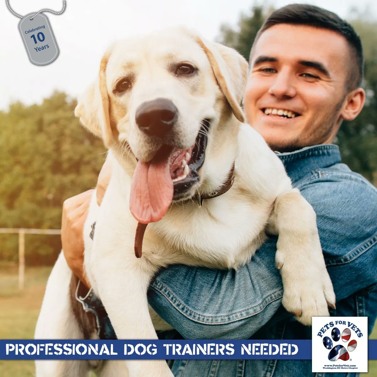 PetsforVetsDC's tweet photo. 🇺🇸🐾 Make A "Pawsitive" Change 🐾🇺🇸
If you are a professional dog trainer who wants to make a difference for Veterans and pets, we would love to have you on our team!
Contact Us To Learn More &amp; Volunteer Today | DC-Metro@PetsForVets.com https://t.co/MqfpdkcUUI
