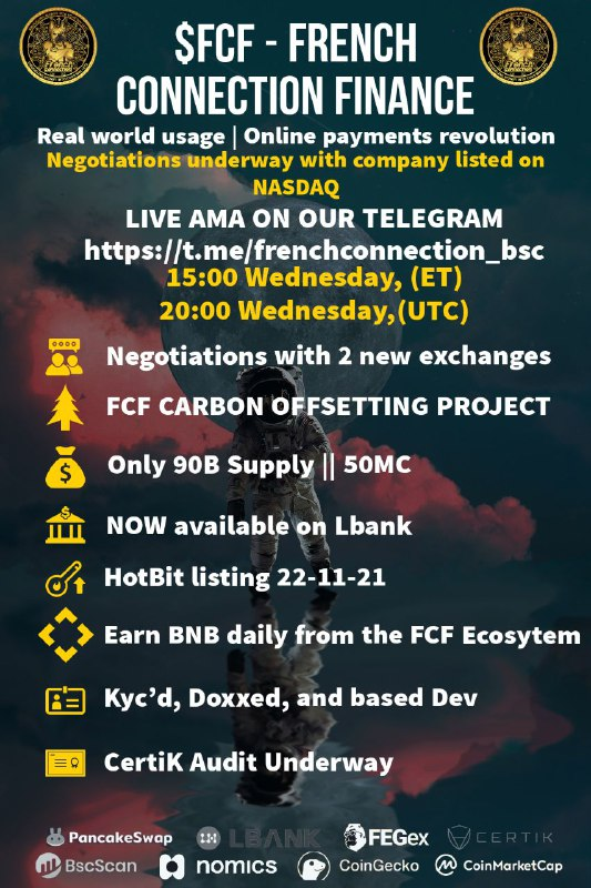 🚨🚨🚨🚨 -->  $50 BNB Giveaway: Deadline: When @FCF_Bsc hits 10k Wallets. (At 9,700 now)

Join: discord.gg/x3EHj5TZ
Tweet: #FCF #FCFPAY 
Follow: @FCF_Bsc 

MUST Retweet: THIS tweet include those #'s
Comment on this tweet with Done

Let's GET TRENDING PEOPLE