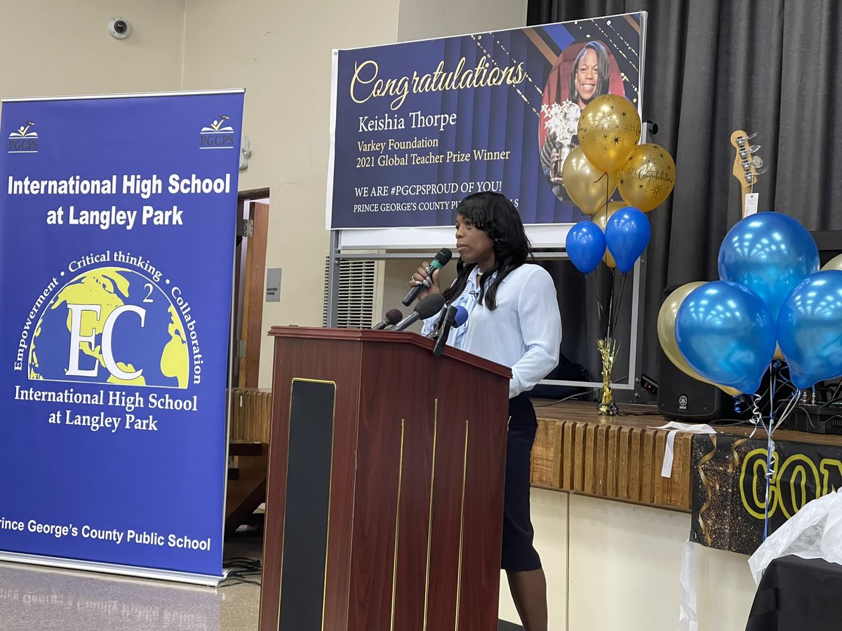 PGCPS (@pgcps) on Twitter photo #PGCPSProud today at International High School at Langley Park as the school and local community gathered to celebrate teacher Keishia Thorpe for her <a href="/VarkeyFdn/">Varkey Foundation</a> Global Teacher Prize honor! 🌍 #PGCPSProud today at International High School at Langley Park as the school and local community gathered to celebrate teacher Keishia Thorpe for her <a href="/VarkeyFdn/">Varkey Foundation</a> Global Teacher Prize honor! 🌍