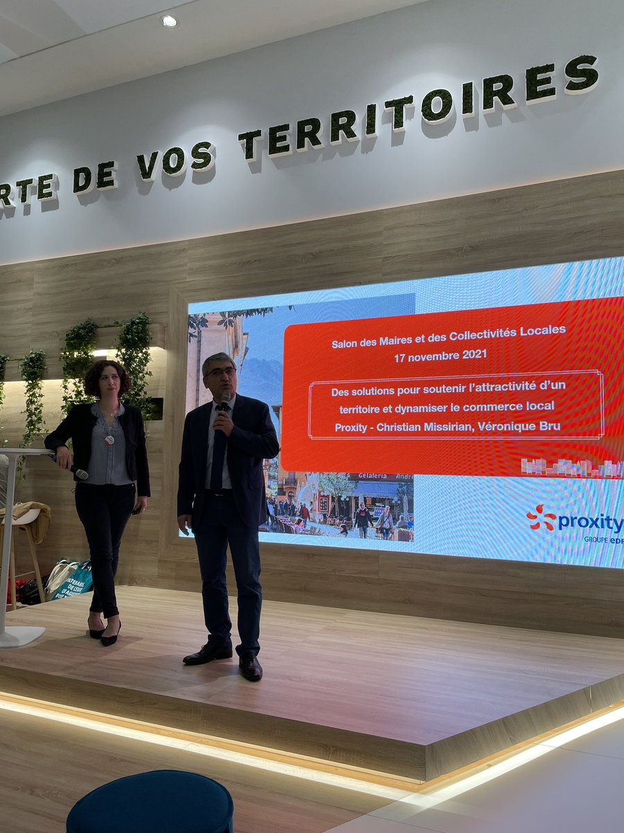 proxity_edf's tweet photo. En direct 🔴 sur le stand @EDFofficiel du @salondesmaires 

@VeroniqueBru04 et @ChMissirian nous parlent de @proxity_edf 
➡️ « Soutenir l’attractivité locale et dynamiser le commerce local : quels outils pour quels résultats ? » 

@EDF_CollTerr #SMCL2021 https://t.co/arxFR076xt