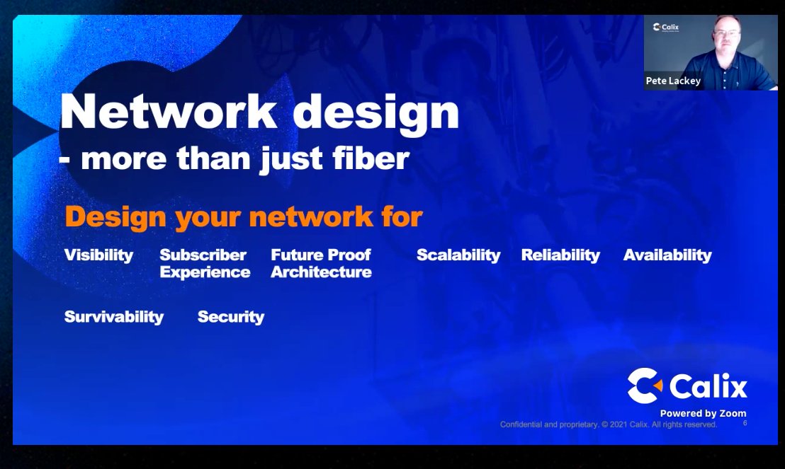 CalixHQ's tweet photo. We had some great insights in todayβs Virtual #ConneXions21 Session: What network architecture design is best for you? "Begin with the #subscriberexperience, then consider the other aspects: #visibility #scalabilty #security." https://t.co/EHIGlv0GXm