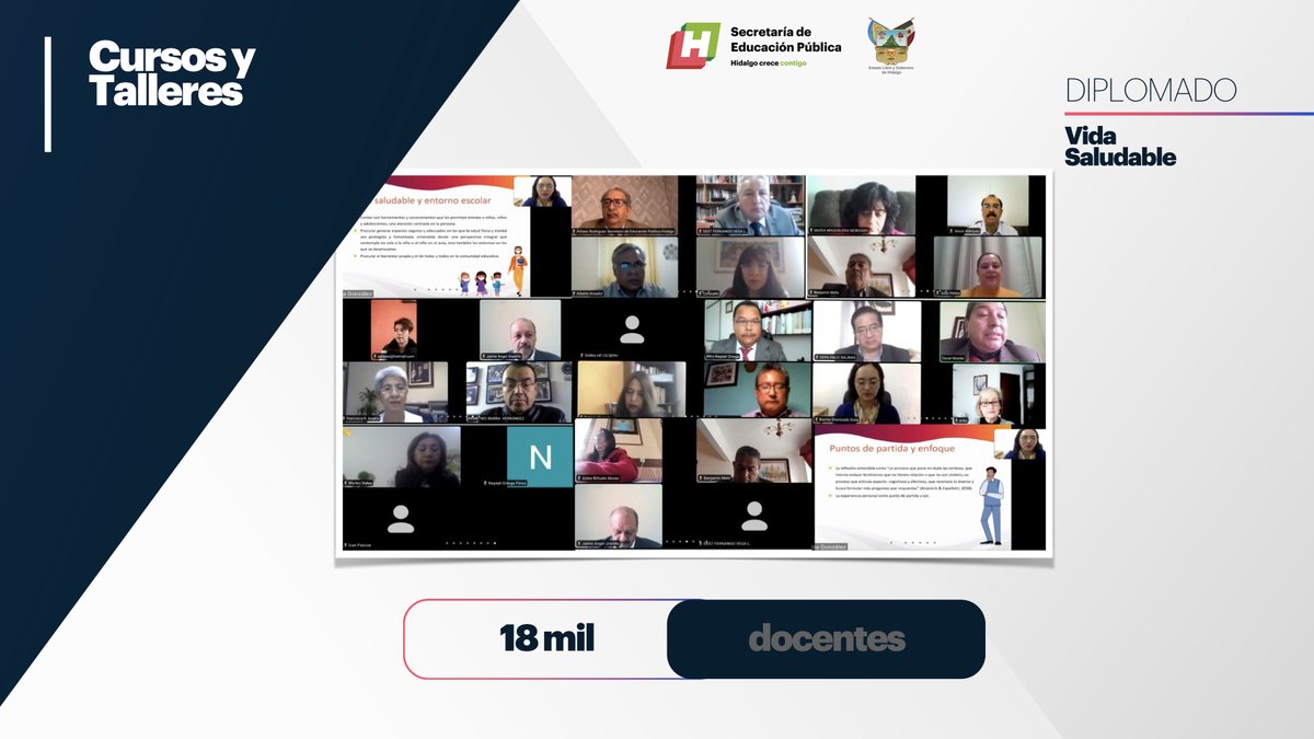 Se impartió el diplomado Vida Saludable a 18 mil docentes, además de que en coordinación con el Gobierno federal se pusieron a disposición de las y los maestros, plataformas para tomar cursos y talleres para el retorno seguro a la escuela. #ComparecenciaSEPH2021