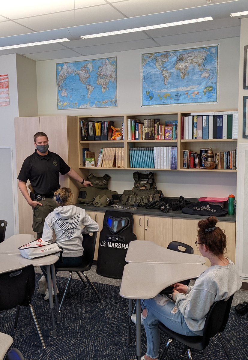 A huge thank you to the <a href="/USMarshalsHQ/">U.S. Marshals Service</a>, District of Colorado - Denver Office, for teaching our students about life being a US Marshal! <a href="/SROFairbanks/">SRO Fairbanks</a>